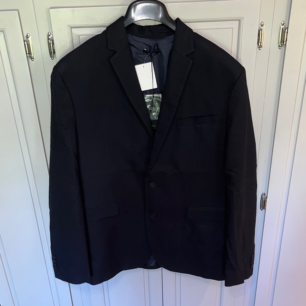 NWT Men's Black Classic Two-Button Blazer suit jacket , 46r